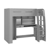 Grey High Sleeper Loft Bed with Desk and Wardrobe Carter