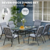 7 Piece Garden Dining Set with Cushioned Chairs for Outdoor Patio Grey