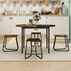 118cm Round Kitchen Table & 4 Stools with Wooden Tabletop Brown