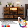 LED Chest of Drawers, 8 Drawer Dresser for Bedroom with Power Outlet