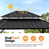 3.6 x 4.3m Hardtop Gazebo Galvanized Steel Double Roof w/ 4 LED Lights,Curtains