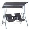 2 Seater Garden Swing Chair w/ Tilting Canopy, Drink Tray & Storage Bag, Grey