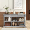 Retro Console Table 146cm Long Rectangular Entryway Sofa Table w/Storage-Grey