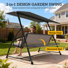 2-in-1 Swing Chair 3 Seater Hammock Cushion Bed Tilt Canopy Garden Dark Grey