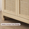 Wooden Sideboard Buffet Storage Cabinet Kitchen Cupboard with 4 Rattan Doors
