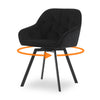 2x Black Rotatable Dining Chairs Velvet Seat Metal Leg Swivel Kitchen Modern
