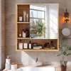 Bamboo Bathroom Mirror Cabinet Wall Mounted Over Toilet Storage Adjustable Shelf
