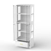 Display Cabinets with Glass Doors & RGB Lights,4 Tier Curio & Bookcase Storage