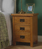 Baysdale Rustic Oak 3 Drawer Bedside Cabinet / Bedroom Lamp Table / Nightstand