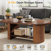 Oval Coffee Table, 2-Tier Modern Coffee Table Accent Center Table with Storage