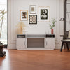 Living Room TV Stand with Electric Fireplace Fire LED Flame Heating Cabinet Unit