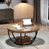 Round Coffee Table,32-Inch Circle Coffee Table with Open Storage for Living Room
