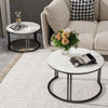 Modern Nesting Coffee Table Round Marble Side End Table Black Color Frame Solid