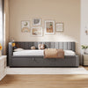 Daybed 3ft Sofa Bed w/ Trundle, RGB LED Lights & Charging Station, Velvet, Grey