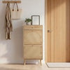 Bonnlo Rattan & Drawer Shoe Cabinet, 2 Bins + 1 Drawer, Adjustable