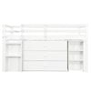 Kids Wooden Cabin Bed Mid Sleeper with Pull-out Desk, Cabinet, Drawers & Shelves