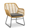 Rattan Garden Furniture Set Sofa Chairs Glass Table Wicker Grey Cushions 4PCS