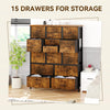 15 Drawer Storage Rack, Drawers Dressers with Wood Tabletop, Metal Frame Room