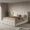 Upholstered Bed Double 4ft6 135x190cm Hydraulic Storage Bed Frame, White Boucle