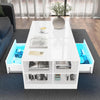 Led Coffee Table with 2 Drawer Storage, High Gloss Coffee Table for Living Room
