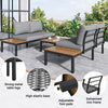 4 Seater Garden Furniture, Sectional L-Shaped Corner Sofa Set with Table, Grey