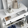 Narrow Shoe Cabinet with 2 Flip Drawers and Top Drawer, White