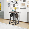 3-Piece Round Table and Stool Set Modern Dining Bar Table with 2 Foldable Stools
