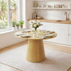 Round Dining Table for 4-6 People Wooden Dining Room Table with Pedestal Base