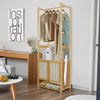 Heavy Duty Vertical Bamboo Garment Coat Rack Stand Shoe Shelf Entryway Corner