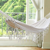 Large Boho Cotton Fringe Double Camping Hammock Bed White 2 Person 200x150cm
