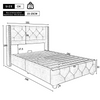 3FT UPHOLSTERED SINGLE BED FRAME WITH LINEN TUFTED HEADBOARD & WING SIDE BEIGE