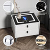 LED Bedside Table with 2 Drawers Cabinet Charging Station Nightstand Storage NEW