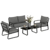 4 Piece Garden Furniture Set, Outdoor Sofa Set with Loveseat, Armchairs, Table
