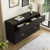 Sideboard Black Wooden Chest of Drawers 6 Drawer Storage for Bedroom Living Room