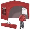 Pop Up Gazebo 3X3M Awning Canopy Party Tent Marquee 4 Sides Garden Outdoor Red