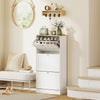 Narrow Shoe Cabinet w/ 3 Flip Drawers for 12-18 Pairs of Shoes White