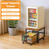 1 Set Iron Wood Mini Refrigerator Storage Rack Living Room Snack Trolley Kitchen