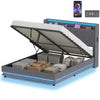 Lift up Storage Bed Frame with RGB LED Lights, 150 x 200cm, Dark Grey
