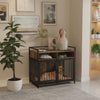 Large Dog Crate Wooden Kennel Heavy Duty Cage with Feeder End Table Pet Furnitur