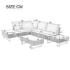 Rattan Garden Furniture Set Patio 6-seater L-shape Sofa w/ Cushions Table Khaki