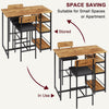 Dining Table Set Bar Table and Upholstered Chair for 2 Kitchen 3 Storage Shelves