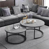 Round Nesting Coffee Table Set of 2 Solid Marble Grey Side End Desk Accent Table