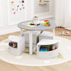 Kids Play Table and Chairs Set Round Nesting Table with 4 Storage Stools Grey