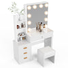 Dressing Table With Drawers LED Mirror Set Makeup Desk Vanity Table Bedroom UK