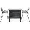 Patio Bar Height Table & Chairs w/ Breathable Fabric-Gray