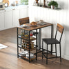 3 Piece Breakfast Bar Table and Stools Set with Storage Shelves, Rustic Brown