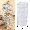 6 Tier Kitchen Rotating Storage Trolley Cart Utility Vegetable Mobile Shelf Rack
