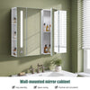 Double Door LED Bathroom Mirror Cabinet Cupboard With Side Shelves Wall Mounted