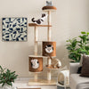 190 cm 6-Tier Cat Tree Rubber Wood Cat Tower Furniture W/ Sisal Scratching Posts