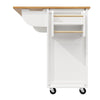 Kitchen Trolley Storage Islands & Carts with Extendable Rubberwood Worktop White